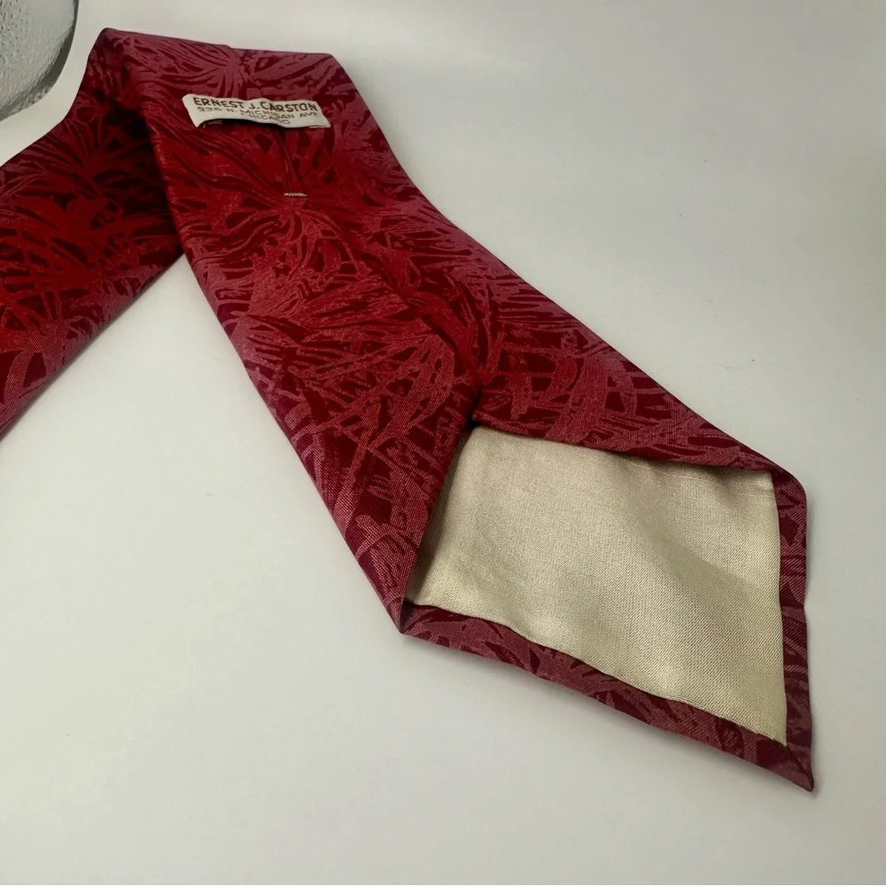 Vintage Ernest J. Carston Floral Pink Classic Silk Tie, Chicago